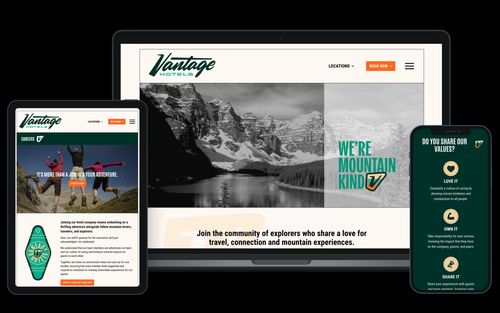 Vantage Hotels responsive web design screenshots