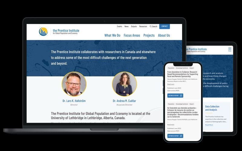 Prentice Institute website responsive preview on multiple devices