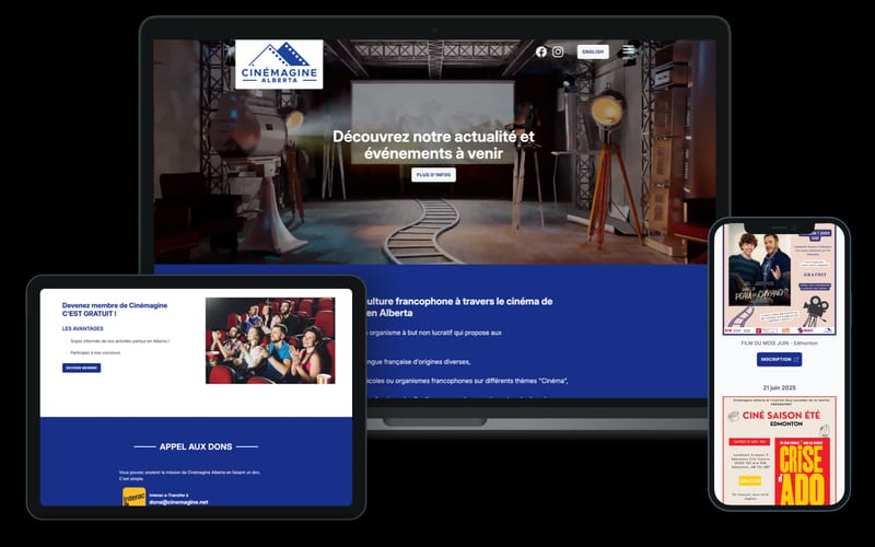 Cinemagine Alberta website responsive preview on multiple devices