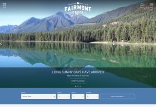 Fairmont Creek Vacation Rentals website