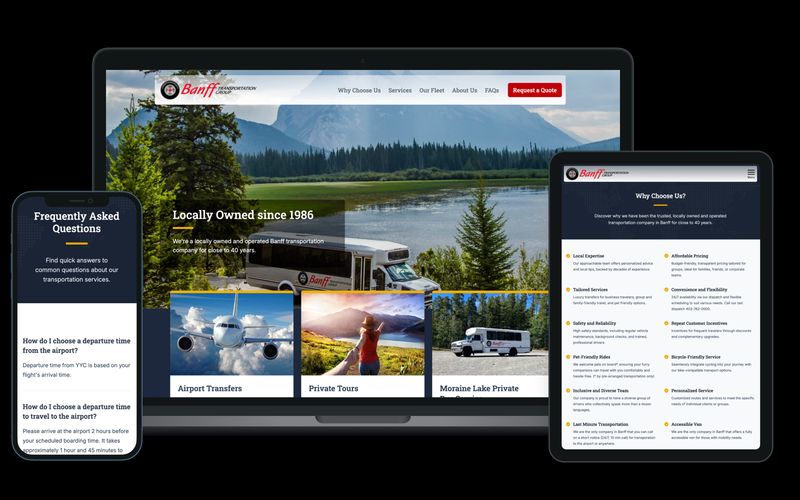 Banff Transportation Group website responsive preview on multiple devices