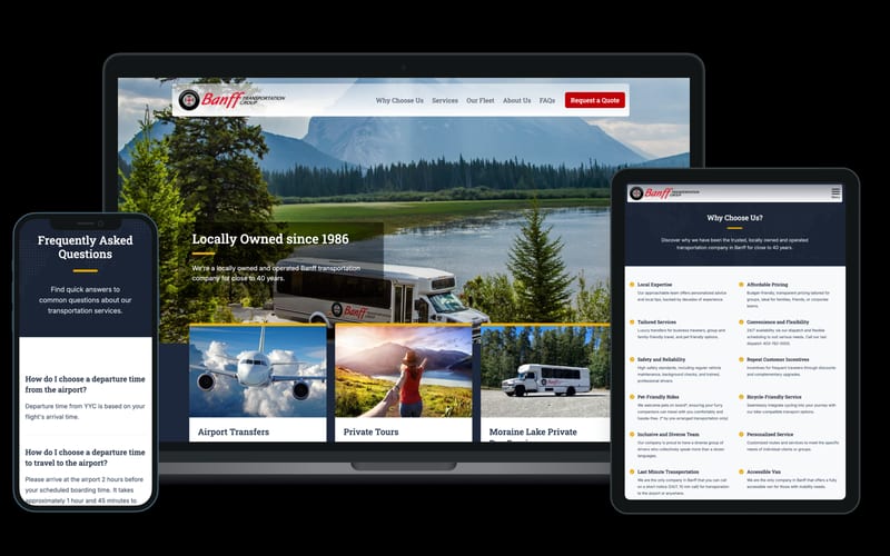 Banff Transportation Group website responsive preview on multiple devices