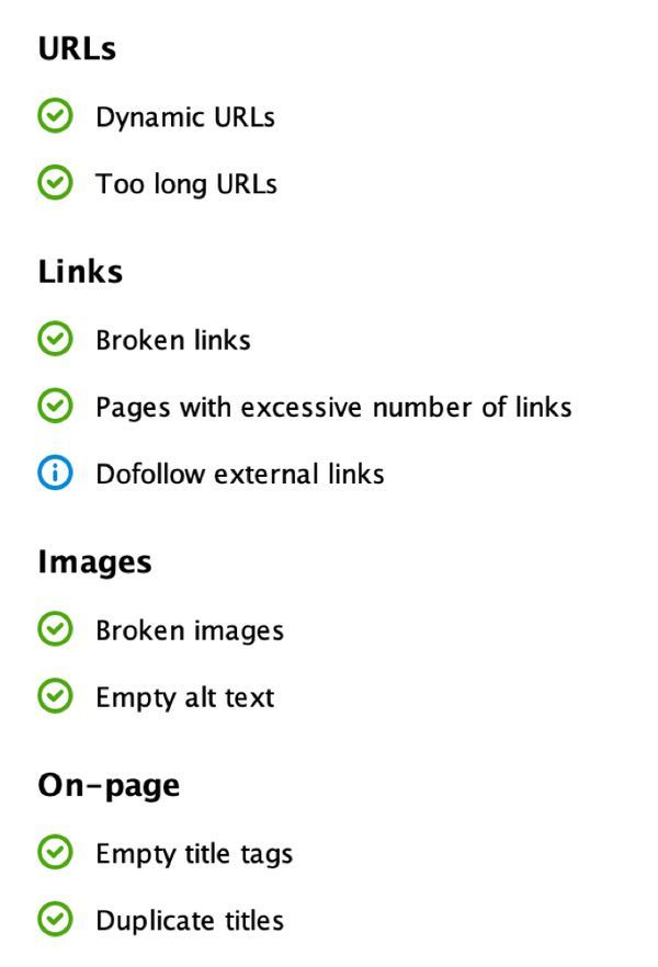 Capture d'écran d'un outil d'audit SEO