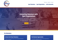 Sport Volunteer Hub website, connecting volunteers with sport organizations