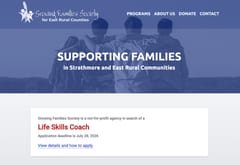 Growing Families Society website, Strathmore and East Rural Communities