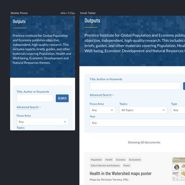 Screenshot composition of some mobile views of the new Prentice Institute website
