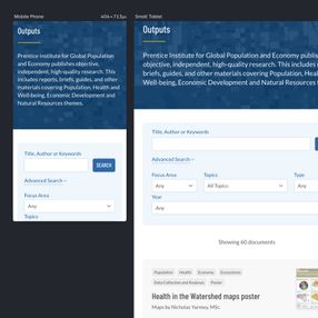 Collage of phone screens showing responsive navigation, focus areas, and content cards.
